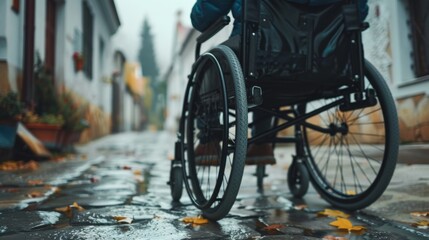 Disabled loneliness in the street. Illustration generated by ai