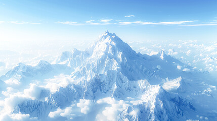 Obraz premium A breathtaking aerial view of snow-capped mountains against a clear blue sky, offering a majestic backdrop for cinematic productions or desktop wallpapers