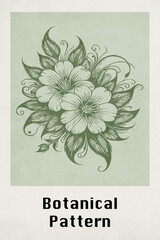 Botanical illustration for printing on wall decorations. Pattern for covers, business cards. Generated by Ai