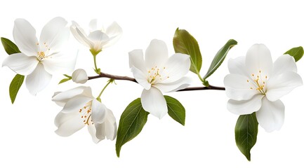 Obraz premium - Close-up of white flower buds and blooms., Delicate white blossoms on a plant.