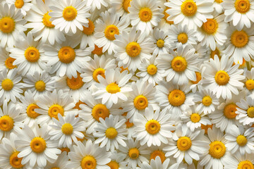 Pattern with chamomile. Vibrant blooming flowers. Floral background