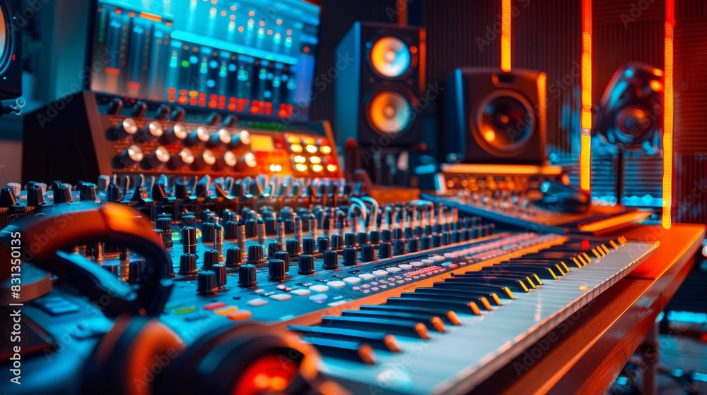 Aufkleber a mixing desk surrounded by an array of sound equipment, ready to craft the perfect blend of audio m