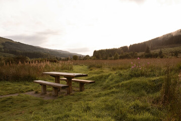 Picnic table in nature