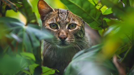 majestic wildcat prowling through lush jungle foliage wild animal nature photography