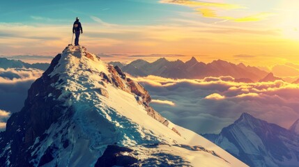 Goal in the mountains rock. Muntains landscape illustration generated by ai