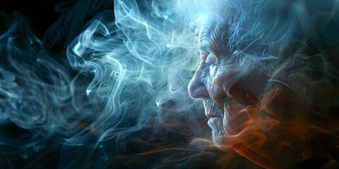 Elderly vanish into mist symbolizing Alzheimers memory loss conceptual photography. Concept Conceptual Photography, Alzheimers Awareness, Memory Loss, Symbolic Imagery, Aging and Loss