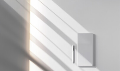 Fototapeta premium Simple notepad with white paper, placed on a white background, with natural shadows that accentuate its texture and thickness. Empty notebook ready to be filled. AI generated