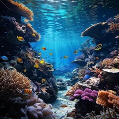 Naklejka premium underwater coral reef scene, generative ai
