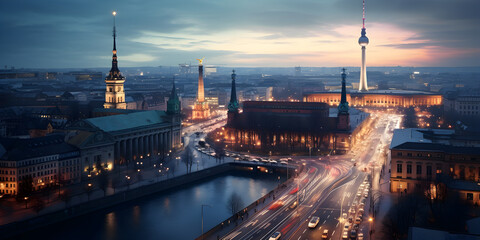 Naklejka premium Berlin City night view 