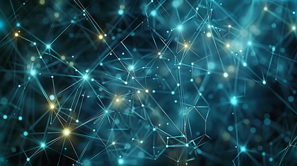 Fototapeta premium Global network connections. Abstract neural networks cyberspace. Futuristic grid. top view.