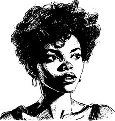 Fototapeta premium Man portrait in hand drawing or engraving style. 60s styled beautiful comic book character, black and white