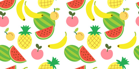 color isolated seamless pattern exotic fruits and berries in flat shape style in vector. template for backdrop textile wallpaper wrapping background print decor design