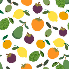 color isolated seamless pattern fruits and berries in flat shape style in vector. template for backdrop textile wallpaper wrapping background print decor design