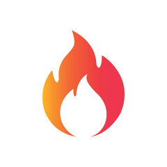 Fire Heart Icon with Gradient Vector Design Concept. Flammable, Flame Symbol Flat Icon on White Background.