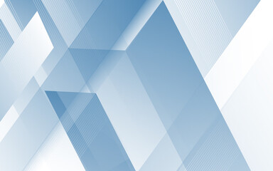 Abstract blue and white geometric shapes background. Transparent shape. Futuristic technology concept.