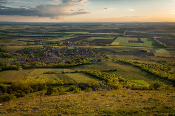 Fototapeta premium Color spring evening sunset near Klentnice village in south Moravia