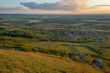 Color spring evening sunset near Klentnice village in south Moravia