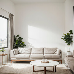 Fototapeta premium modern living room interior design with white sofa