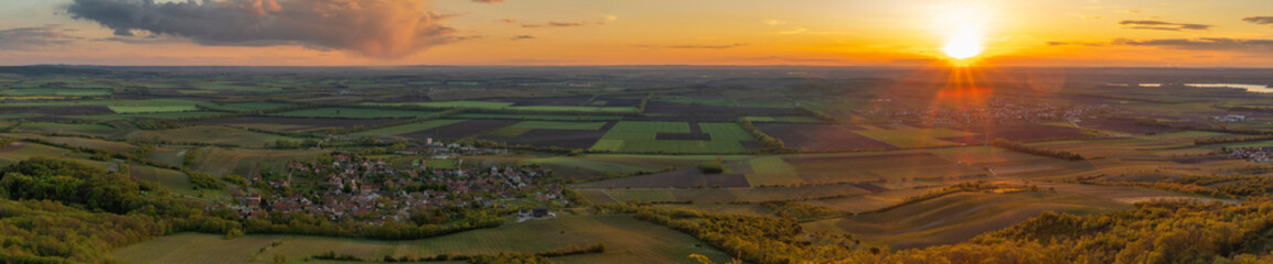 Color spring evening sunset near Klentnice village in south Moravia