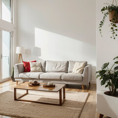 modern living room interior design with white sofa