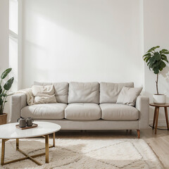 modern living room interior design with white sofa