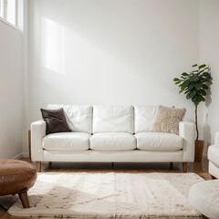 modern living room interior design with white sofa