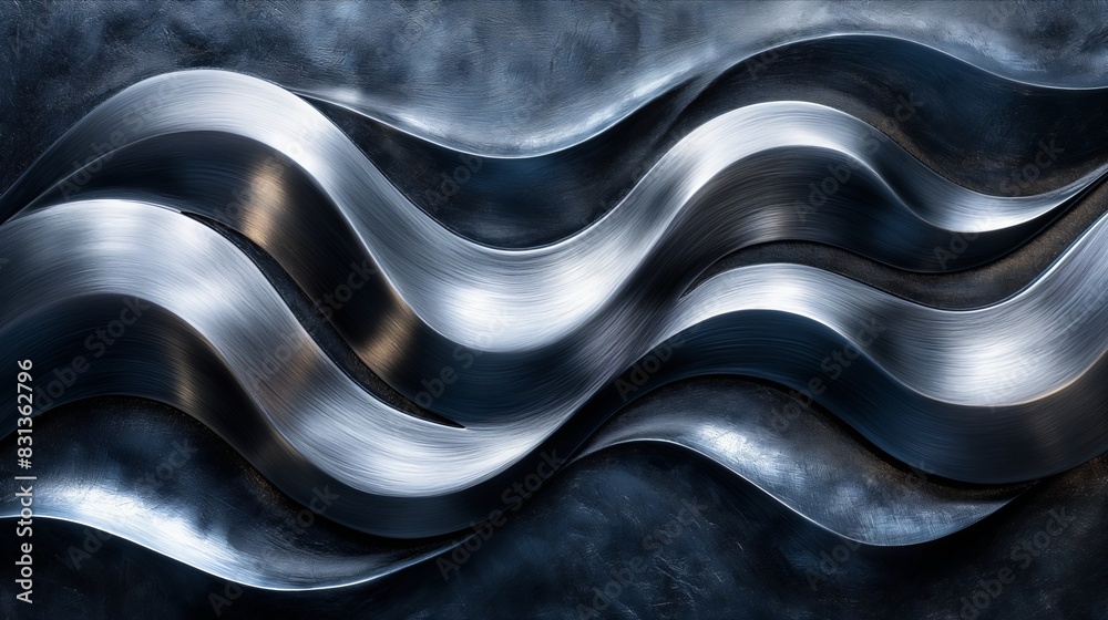 Canvas Prints abstract silver black acrylic painted fluted 3d painting texture luxury background banner on canvas 