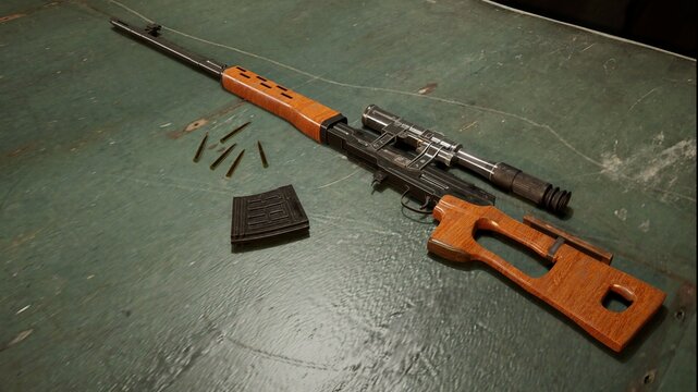 The classic SVD Dragunov sniper rifle made in Russia