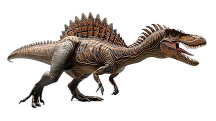 Obraz premium Majestic Spinosaurus Isolated on White Background - Dinosaur Representation in Studio Setting
