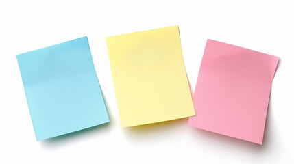Fototapeta premium Pastel sticky post it note isolated on white background. paper post it on wall to share idea, message