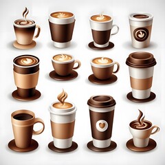 Obraz premium set of coffee 3d icons on white background