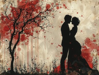 A bright happy couple shares a romantic kiss on their wedding day. It was the perfect backdrop for their new beginning.