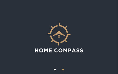 home compass logo design vector silhouette illustration