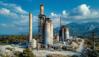 A large industrial plant with a lot of old equipment by AI generated image