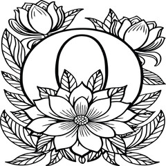 A flower and letter coloring page. alphabet letter with flower art work coloring pages background is a flower pattern.