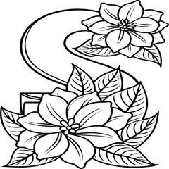 A flower and letter coloring page. alphabet letter with flower art work coloring pages background is a flower pattern.