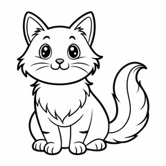 Line art cat illustration,white background