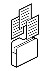 Folder for paper icon in isometry. Storage of information and files. Image for website, app, logo, UI design.
