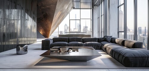 contemporary urban living room with a minimalist aesthetic