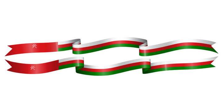 Set of flag ribbon with colors of Oman for independence day celebration decoration