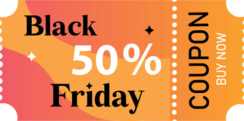 Black friday 50% coupon vector illustration