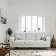 modern living room interior design with white sofa