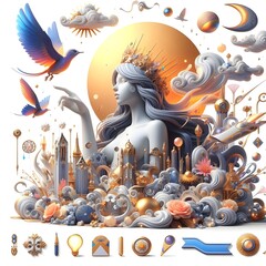 3d sculpt Halloween Festival Toys, Spooky Halloween campfire, Castillo magics