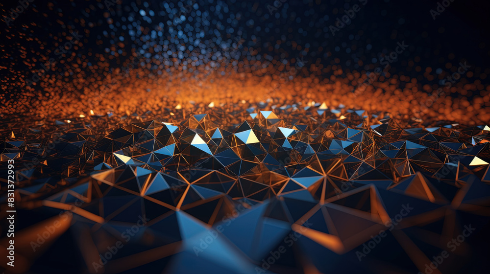 Poster Abstract background with structure of neon triangles and technology style.