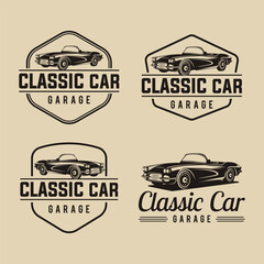 Vector car logo set, retro car logo template design