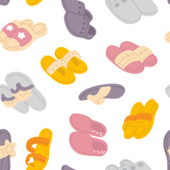 Vector seamless background pattern with slippers for surface pattern design 