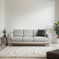 modern living room interior design with white sofa