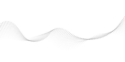 Fototapeta premium Abstract halftone flowing dots wave curved lines, frequency sound, technology curve dots lines. Digital future technology concept, science, banner, template, wallpaper, business, games. Vector
