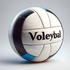 volleyball on white, A black, blue and white soccer ball placed on a white surface. This image can be used for sports-related designs or illustrations