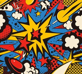 Pop art comic style pattern. Seamless geometric pattern. 